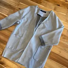 ZARA BASIC 水色グレー　ロングコート　レディース