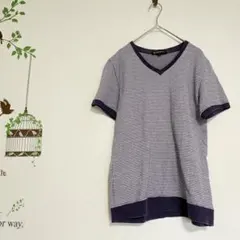 beauty&youth /vネック カットソー グレンチェック パープル S