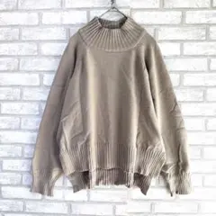 センスオブプレイス　タートルネックニット　ベージュ　リブ　スリット　F