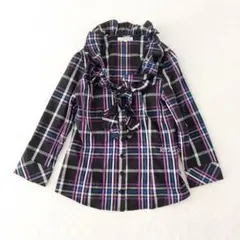 美品　ナラカミーチェ　チェック　秋色　ブラウス　シャツ