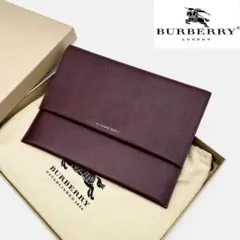 【極美品】 付属品完備 BURBERRY レザー クラッチバッグ ボルドー ロゴ