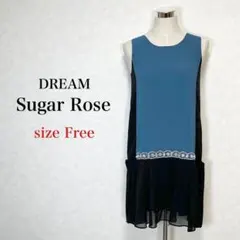 美品SUGAR ROSE ストレッチ入り ウエストアクセサリーワンピースFree