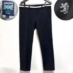 アドミラルゴルフ メンズ ロングパンツ ストレッチ ロゴ金具 厚手 L ブラック
