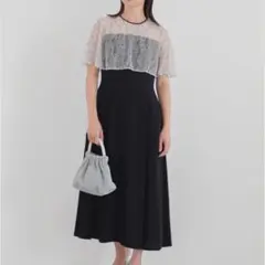 kaene シアーケープコンビ ドレス 黒