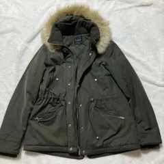 ZARA モッズコート カーキ ボア ファー　フード付 ザラ　L