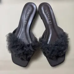 LE TALON チュールフリルサンダル　モカ　LLサイズのサムネイル