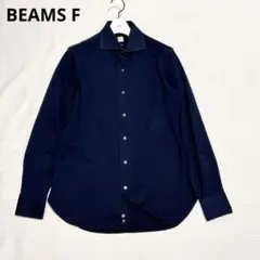 BEAMS F 鹿の子 ポロシャツ 長袖 ネイビー 日本製 綿 スリムフィットのサムネイル
