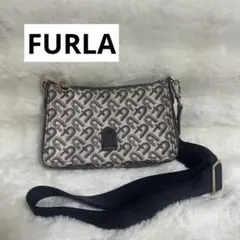 極美品】フルラ ショルダーバッグ アテナ ナイロン ポーチ 総柄 ミニ 