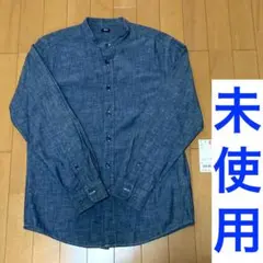 シャンブレースタンドカラーシャツ デニム ユニクロ S