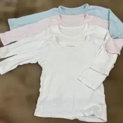 90㎝長袖肌着4枚セット (水色・白・ピンク)