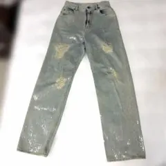 GOLDEN GOOSE ラメスパンコール入りデニムパンツ27のサムネイル
