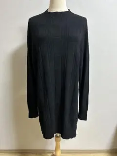 未使用 インディヴィ ウール ニット ハイネック チュニック ロング丈 羊毛