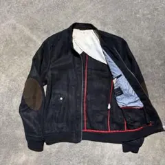 vintage リネン100 ブルゾンジャケット エルボーパッチ アメカジ