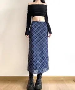 ROOPTOKYO チェックIラインロングスカート