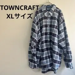 タウンクラフト ボタンダウン 長袖 チェック シャツ XL 青 綿 デートのサムネイル