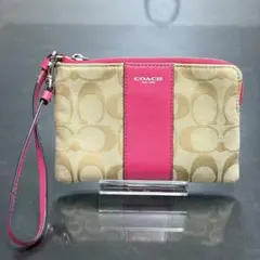 コ11/COACH/コーチ/フラグメントケース/ピンク/シグネチャーキャンバス