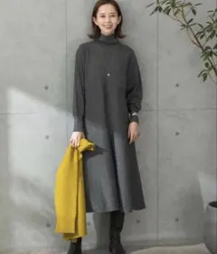 アーバンリサーチROSSO グレー タートルネック ニットワンピース