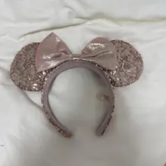 ピンク ミッキー耳カチューシャ リボン付き