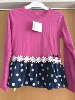 切り替え長袖カットソー 130サイズ　ピンク/ネイビー　新品未使用