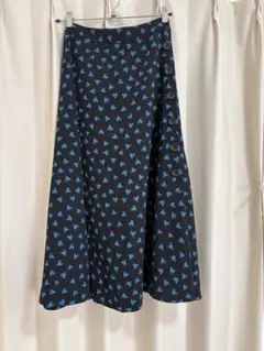 AG by aquagirl フレアスカート 黒/青 ハート柄