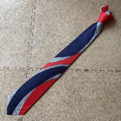 美品80sビンテージ・和物【シルク生地・西陣織ネクタイ】赤×紺ベース