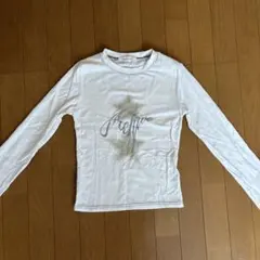 ホワイト 長袖Tシャツ グラフィックプリント ピチT y2k ウィッシュコア