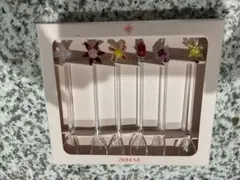ZARA HOMEお花フラワーモチーフガラス製ストローマドラー&スプーン4箱