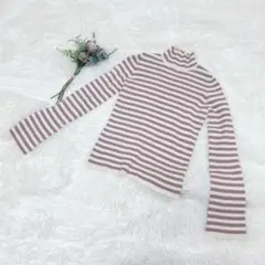 GRL グレイル ボーダー フレアスリーブ リブニットトップス M ハイネック