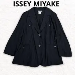 美品 イッセイミヤケ しわ加工 テーラードジャケット 黒 M 日本製⁠ 薄手のサムネイル