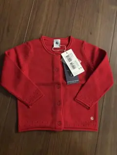【新品未使用】PETIT BATEAU 赤 カーディガン　18m/81センチ