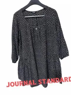 ジャーナルスタンダード水玉柄ブラック7分袖チュニックオーバーサイズ