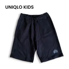 ユニクロ キッズ 160 ロゴ ショートパンツ 短パン ネイビー ウエストゴム