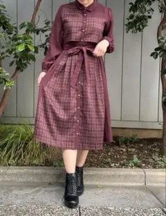 axes femme チェック　ワンピース