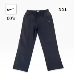 00's NIKE ナイロンパンツ ブラック XXL ワイド　刺繍スウォッシュ