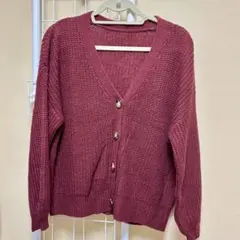 ニットカーディガン バーガンディ