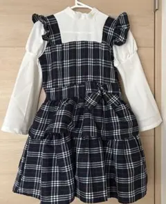 キャサリンコテージ140 ネイビー系チェック柄フォーマルドレス