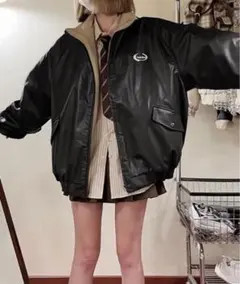 LADY LIKEーリバーシブルフェイクレザーボアジャケット