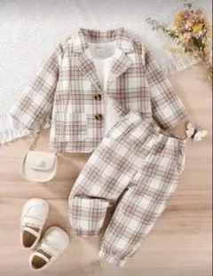 チェック柄ジャケット　パンツセット 12-18M 80-86cm