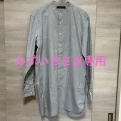 SENSE OF PLACE グレー ノーカラーロングシャツ