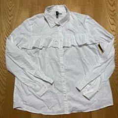 H&M フリル シャツ ホワイト 白 38