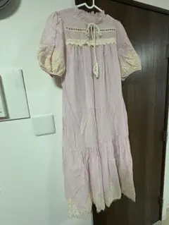 SHEIN Dazy ピンク レース装飾 ロングワンピース