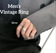 ２点セット★ メンズ ヴィンテージ シンプル シルバー チェーン リング 指輪