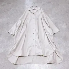 ミズイロインド　ロングワンピース コートワンピ　 コットンリネン　フリー