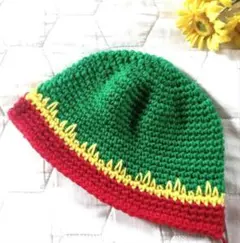 1:カラフルニット帽・ビーニー　ラスタカラー　クラッシャーハット　バケットハット