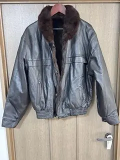 リバーシブル　レザー&ミンクファー　　レザージャケット　レトロ