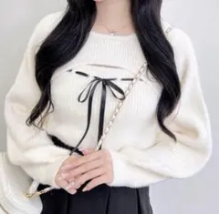 INGNI フェザーリブデコルテオープンリボンニット