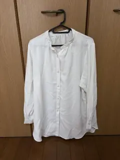 GU バンドカラー 長袖シャツ ホワイト