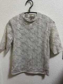 【値下げ可】ARCHIVES archivesベージュ レース ハイネック 半袖