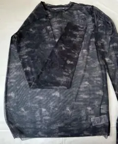 シアー　トップス　シースルー 長袖Tシャツ　黒　フーズフーギャラリー