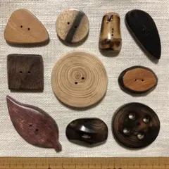 木のボタン　いろいろ材10個 C